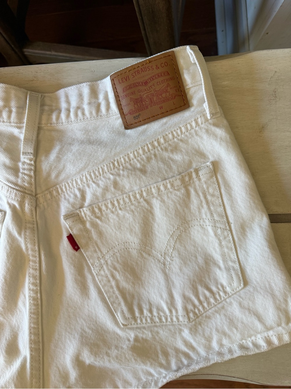 Levi's Cream Denim shorts with Signature Red Tab 27